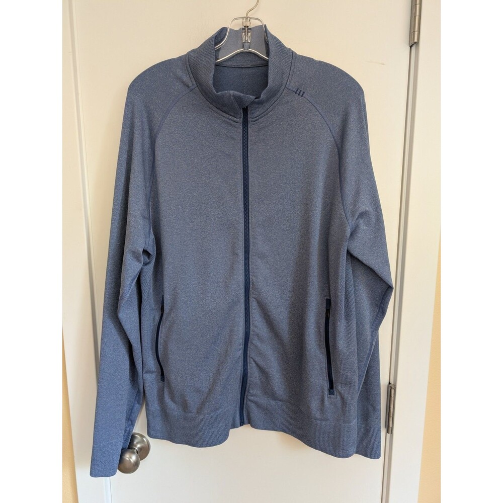 Lululemon Pulse Jacket L Heathered Dark Cobalt Blue M4XYSS Zip Up Quiet Luxury